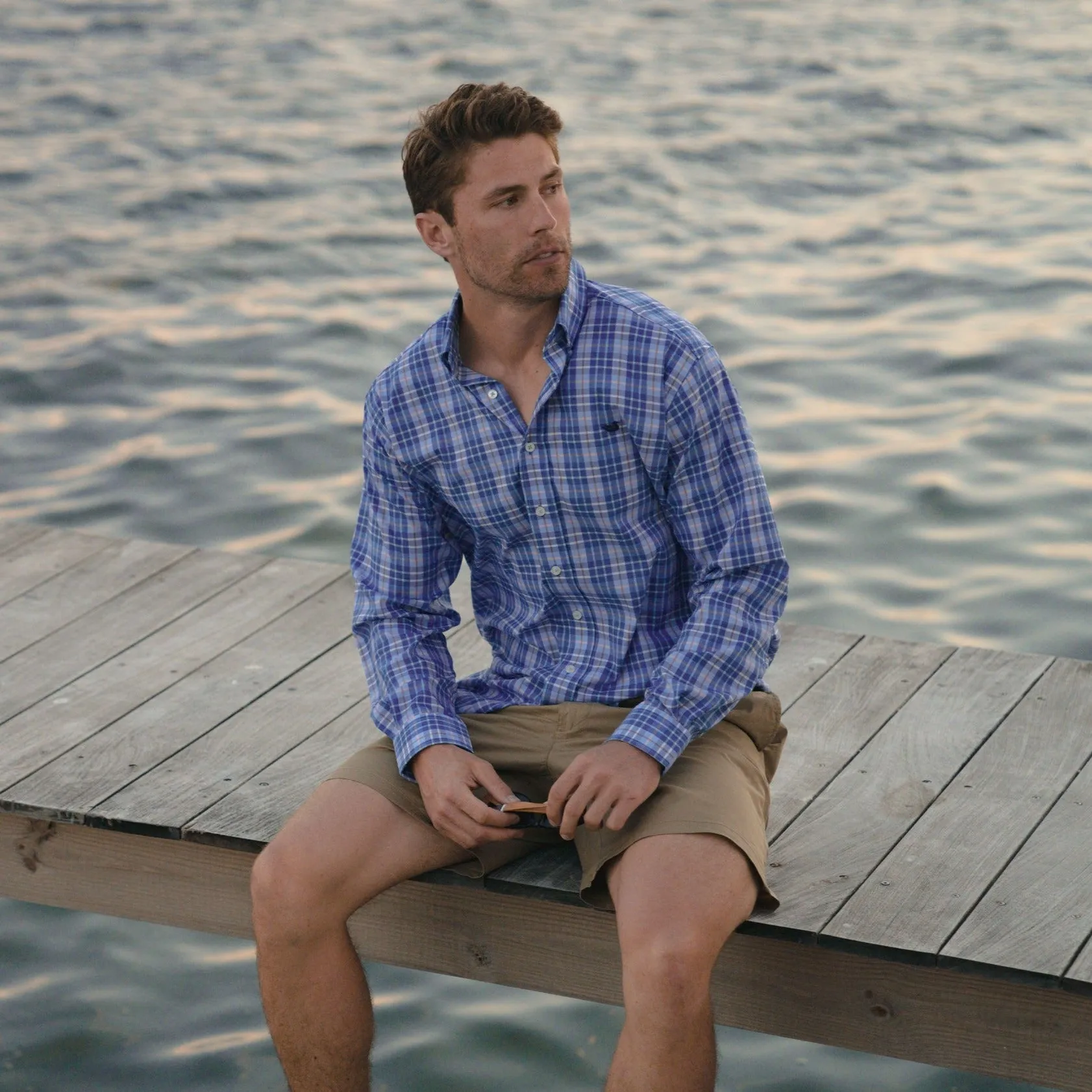Southern Marsh Bluefish Performance Plaid Dress Shirt