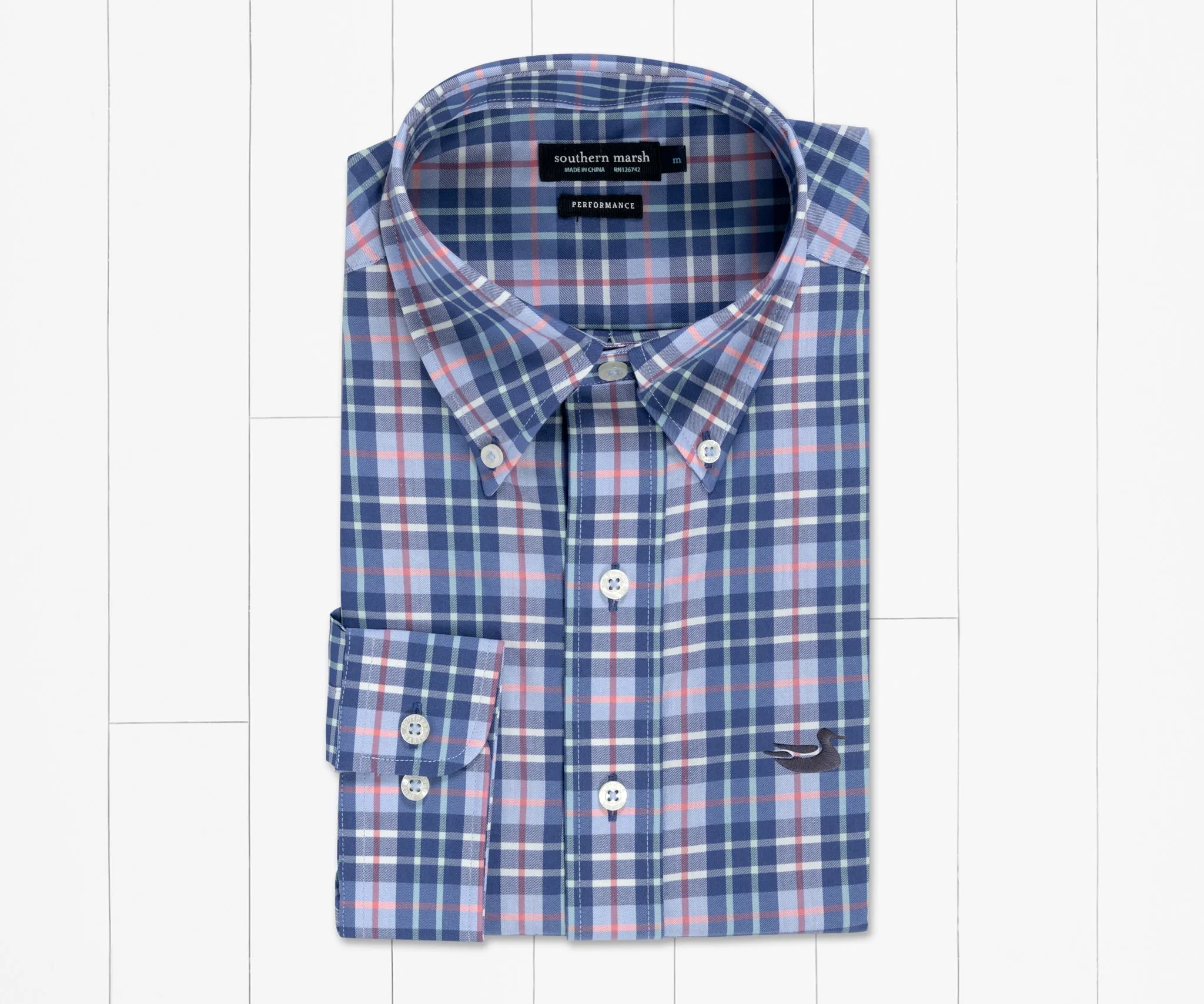 Southern Marsh Bluefish Performance Plaid Dress Shirt