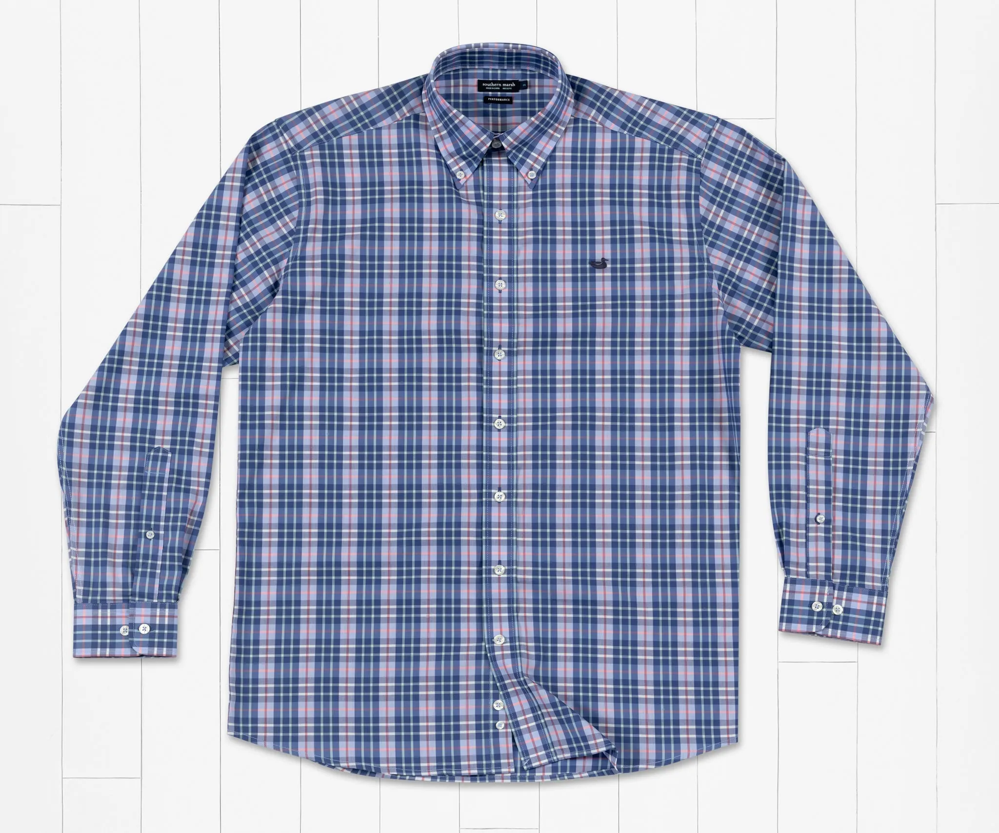 Southern Marsh Bluefish Performance Plaid Dress Shirt