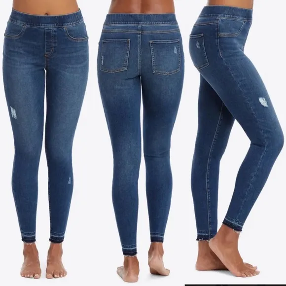 SPANX Distressed Skinny Pull On Jeans