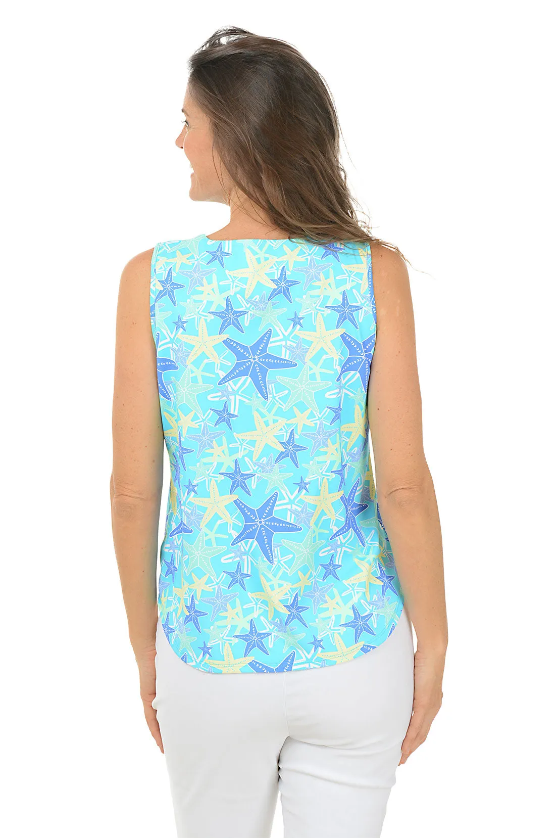 Starfish Explosion UPF50  Split Neck Sleeveless Top
