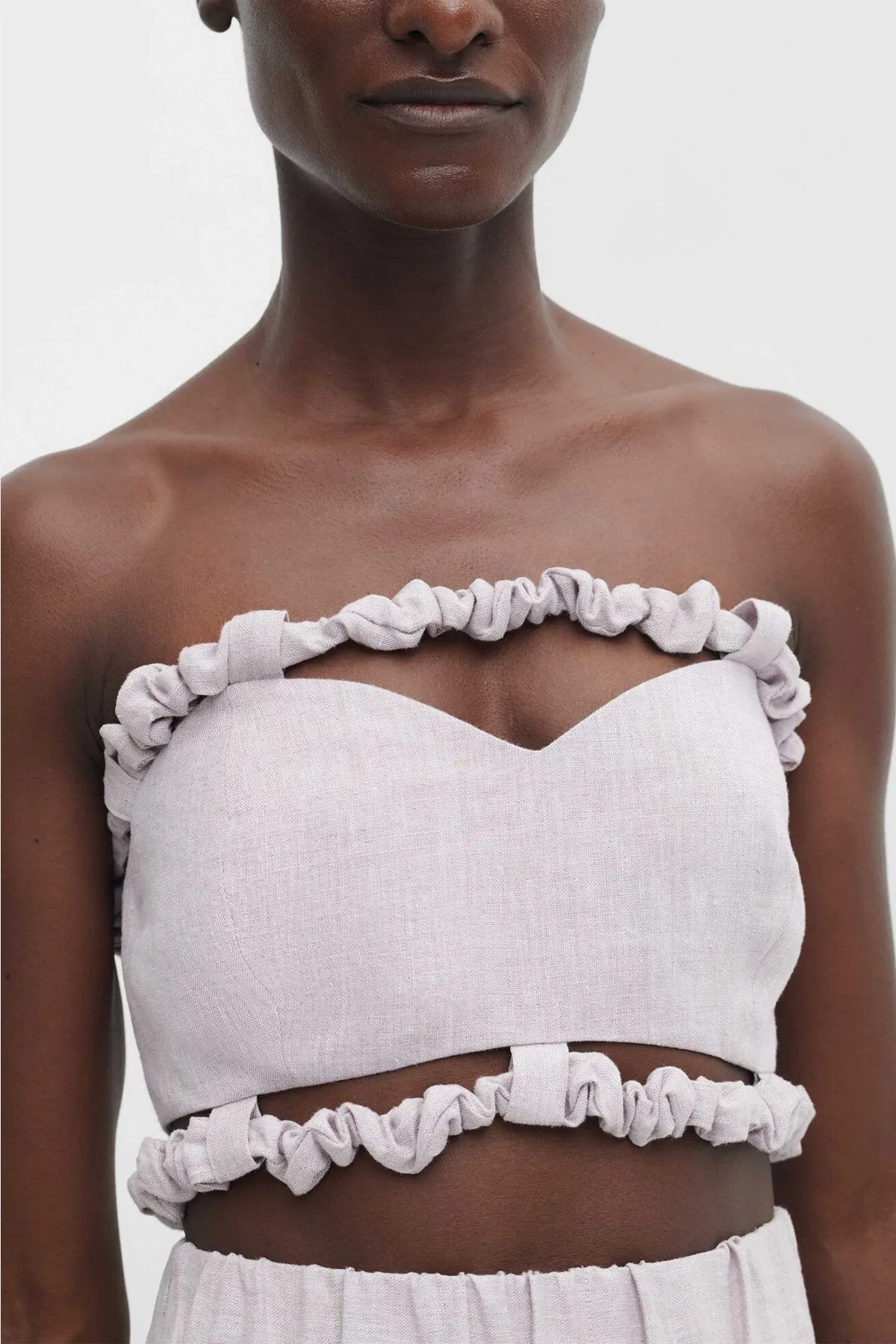 Strapless Crop Top in Light Lilac