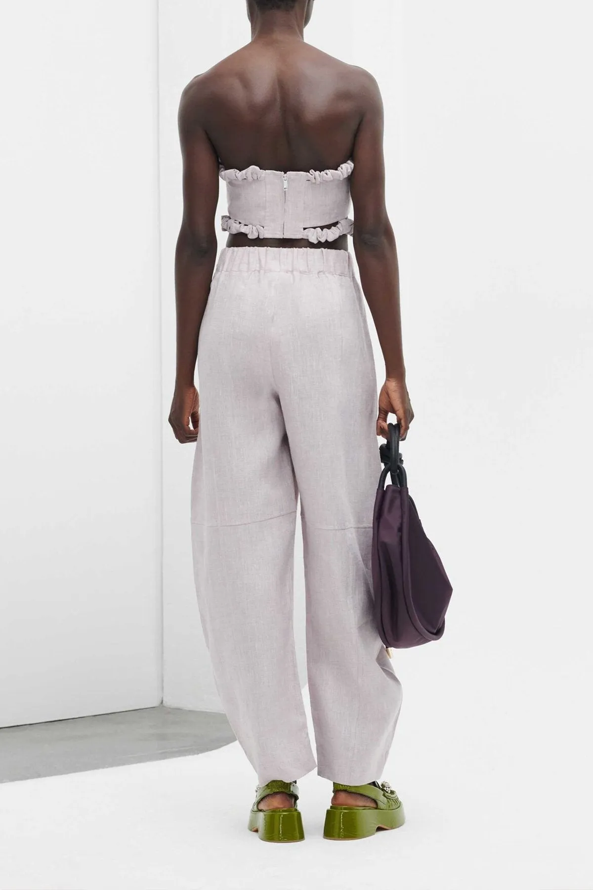 Strapless Crop Top in Light Lilac