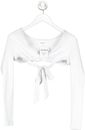 Superdown White Tie Back Crop Top UK XXS