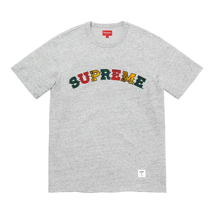 Supreme Plaid Appliqué S/S Top- Heather Grey