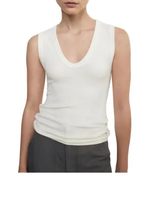 Textured Knit Sleeveless U - Vanilla