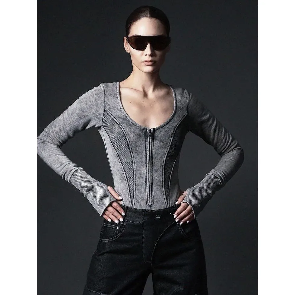 Washed and distressed tight top