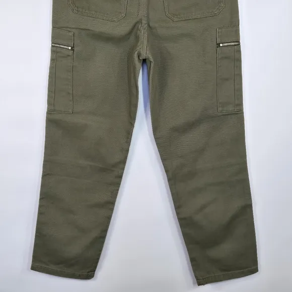 WeWoreWhat Utility Pant Jeans High Rise Straight Leg Cropped Rigid Olive 29 NWT