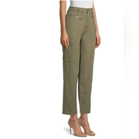 WeWoreWhat Utility Pant Jeans High Rise Straight Leg Cropped Rigid Olive 29 NWT