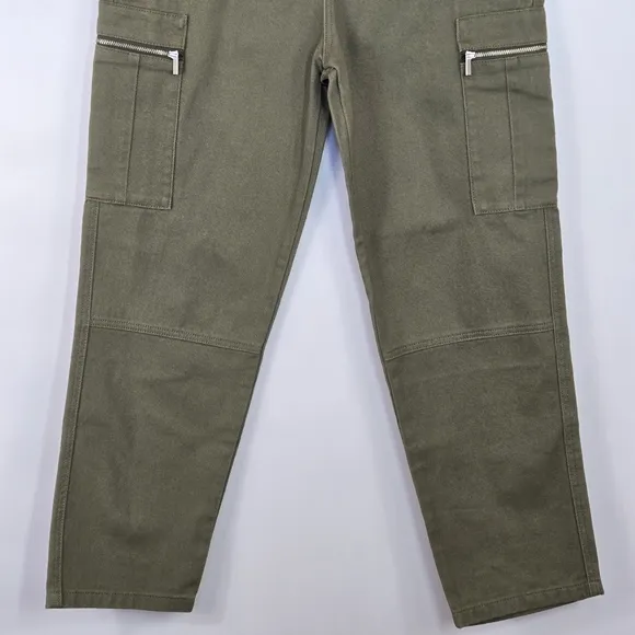 WeWoreWhat Utility Pant Jeans High Rise Straight Leg Cropped Rigid Olive 29 NWT