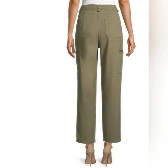 WeWoreWhat Utility Pant Jeans High Rise Straight Leg Cropped Rigid Olive 29 NWT