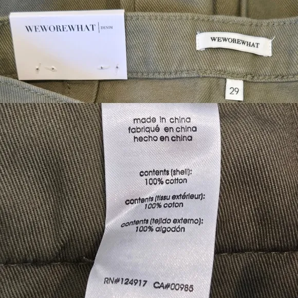 WeWoreWhat Utility Pant Jeans High Rise Straight Leg Cropped Rigid Olive 29 NWT