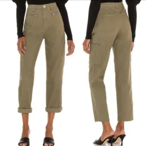 WeWoreWhat Utility Pant Jeans High Rise Straight Leg Cropped Rigid Olive 29 NWT