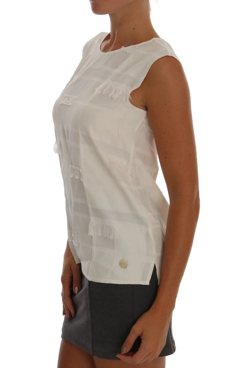 White Fringes Blouse Tank Top