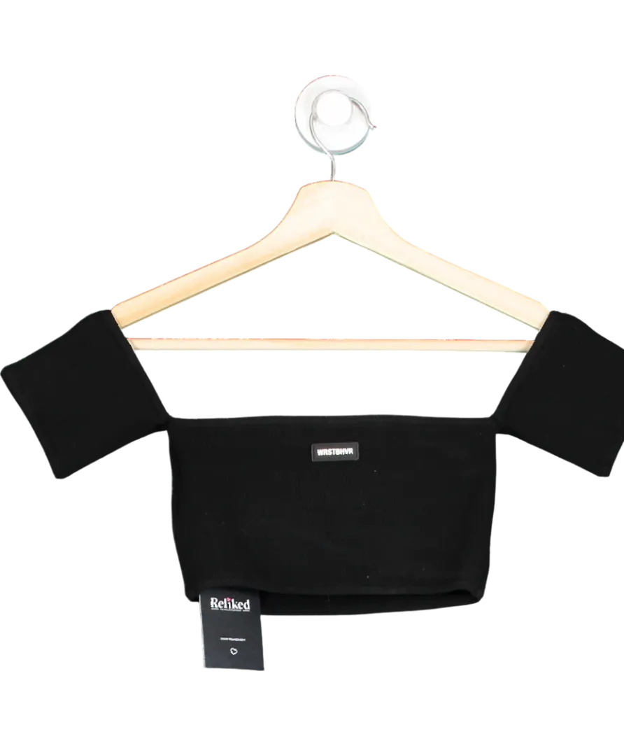 WRSTBHVR Black Ribbed Knit Crop Top UK XS